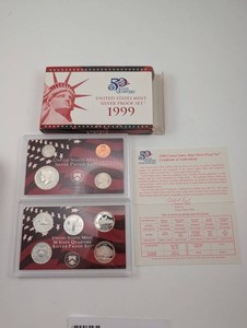 1999 United States Mint 90% Silver Proof Set 50 State Quarters