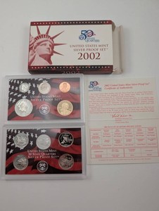 Vintage 2002 United States Mint 90% Silver Proof Set & 50 State Quarters Proof Set Mixed Lot