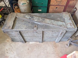 Wooden Storage Chest With Military Canvas Bags