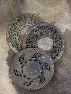 Cast Iron Ornate Floor Registers (Lot of 3)