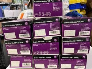 MSRP $400 10 CARDINAL HEALTH XP PLUS PROFESSIONAL DECONTAMINATION LATEX EXAM GLOVE BOXES (500 XL GLOVES), HEAVY-DUTY 12" EXTENDED CUFF BARRIER PROTECTION, POWDER-FREE, AMBIDEXTROUS, CENTRAL STERILE, HOSPITAL, LAB &amp; HAZARDOUS CLEANUP USE