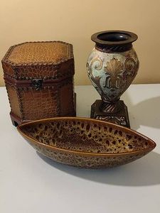 Lot Including UrnVase, Storage Box & Interesting Decor