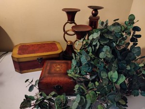 Storage Boxes, Greenery &, Candlesticks Decor