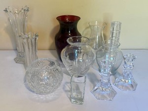 Lot of Assorted Vases and Candle Sticks