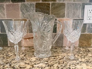 Crystal Water Pitcher and Glasses