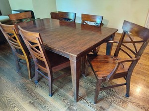 Ethan Allen Tango Cross Back Solid Wood Dining Room Table Set