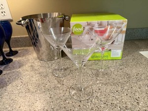 Food Network Martini Glasses and Marquis Waterford Ice Bucket