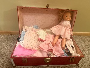 Vintage My Friend Mandy Doll and Chest of Doll Clothes