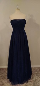 Windsor Strapless Glittery Navy Gown (Size 5)