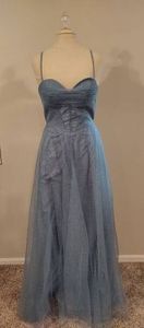 Gorgeous Dusty Blue Glittery Cinch Back Formal Gown New wTags