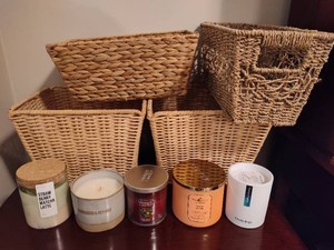 Assortment of Candles & Baskets
