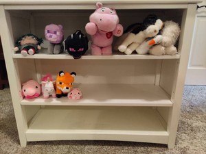 White Three-Shelf Bookcase wStuff Animals