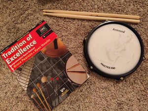 Ludwig Practice Drum Pad, Vic Firth Drum Sticks & Music Book