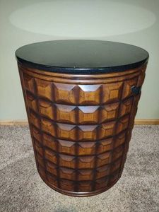 Honeycomb Wood Round Bar Cabinet with Black Stone Top
