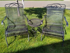 Wrought Iron Patio Chairs & Side Table