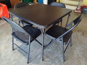 Black Card Table & Four Chairs