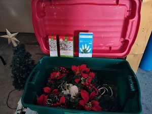 Lot of Misc Christmas Lights, Decor & Small Tree - Includes Large Tote