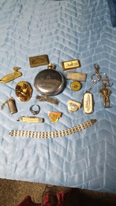 Nascar pins,Flask, knives, mens items