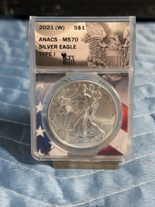 2021-(W) Type 1 American Silver Eagle, graded a perfect MS70 by ANACS