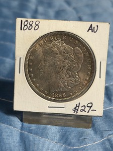 1888 Morgan Silver Dollar in case