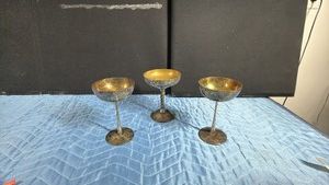 3 - vintage silver-plated champagne coupe  wine goblet