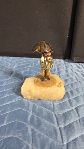 vintage Ron Lee clown figurine holding an umbrella, titled Sadness Under an Umbrella or Sad Face in the Rain.