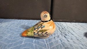 vintage Mexican Tonal hand-painted ceramic bird figurine Signed and Numbered