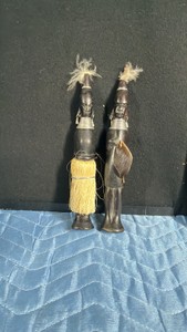 Traditional pair of Kenyan hand carved hardwood figures