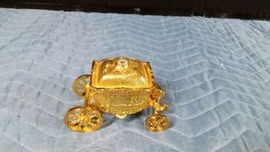 Gold tone Royal Carriage style ring holder with large  glass diamond