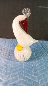 Vintage hand-blown Murano style-art glass heron or pelican