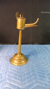 Antique brass Betty lamp  Snoteus  oil lamp from 18th or 19th century