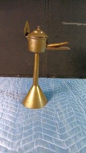 Antique brass Betty lamp  Snotneus oil lamp from 18th or 19th century