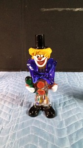 Vintage Murano hand-blown glass clown figurine made in Italy