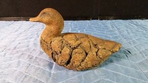 Handcrafted duck of mud and Mt. St. Helens volcanic ash by artist Stan Langtwait