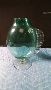 Vintage Blenko glass Fish vase designed by Hank Adams in1990s