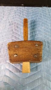 Antique primitive wooden mallet consistent with designs used as bung starters for opening wooden barrels
