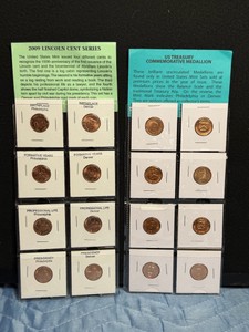 2009 Lincoln Cent Series and U.S. Treasury Commemorative Medaliob Cent Series in Protective Sleeves