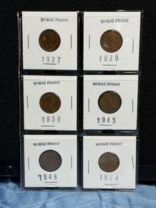 6 - Wheat Pennies in Protective Sleeves