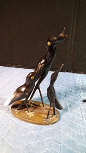 1960s Vintage mid-century modern stylized crane hand-carved from water buffalo horn