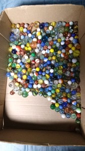 Flat of vintage marbles