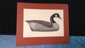 Vintage Canada Goose Decoy print by Artist Frank Hubick- signed
