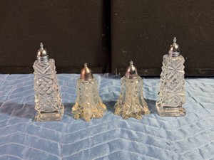 Vintage molded crystal tabletop Salt and Pepper Shakers
