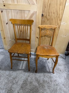2 - Vintage solid wood dining chairs