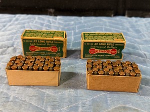 2 - Vintage Remington Kleanbore .22 Long Rifle cartridges, likely dating from the 1930s to the 1950s. Both Boxes are Full - 50 Rounds in Each
