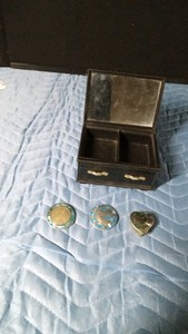 Nickle Silver Alpaca Mexico pins and Nickle Silver Alpaca Mexico pill box with abalone inlay