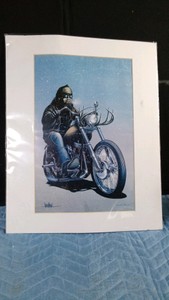 Motorcycle print Here Comes Santa by David Mann - matted