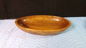 Vintage signed wood turned wood serving bowl