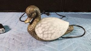 Brass with glass shade duck lamp - 1999