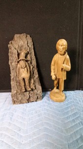 2 pieces of hand-carved wooden folk art (1 pc is from Ecudor)
