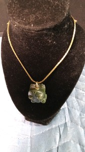 14K gold 18 with green frog pendant